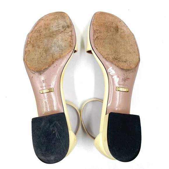 Gucci Horsebit Sandals Butter Yellow Patent Leather Low Heel Sz 36 / 6 - Picture 10 of 12